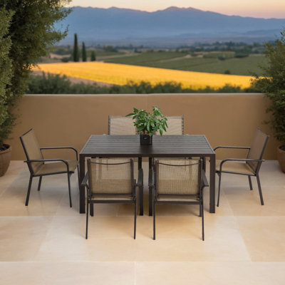 Ensemble de salle à manger d'extérieur 7 pièces avec table et chaises