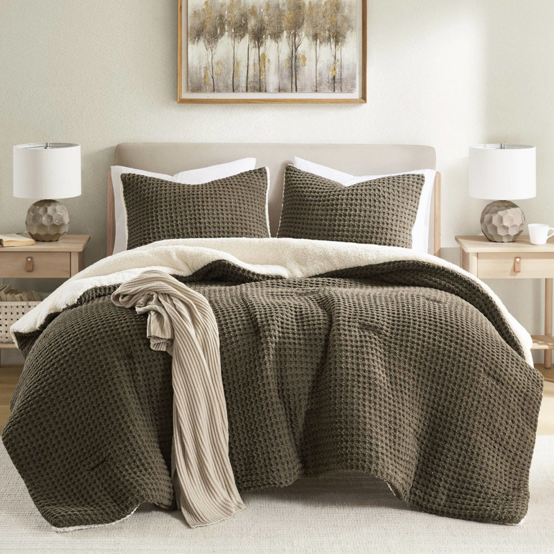 Édredon en chenille texturé gaufré double / grand - 100% réversible confortable et doux