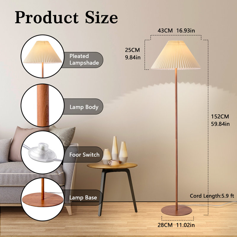 Lampe sur pied plissée 59,84 po Farmwood