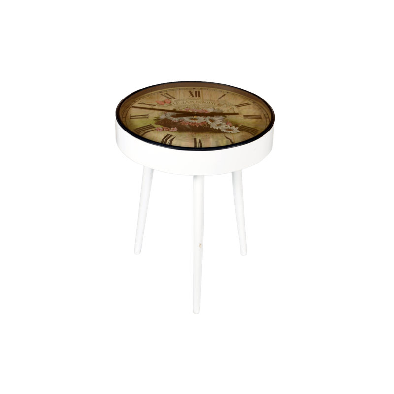 White Roman Numeral Metal Mechanical Tabletop Clock