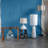 Analysa Stoneware Floor Lamp with Reactive Glaze and Linen Shade