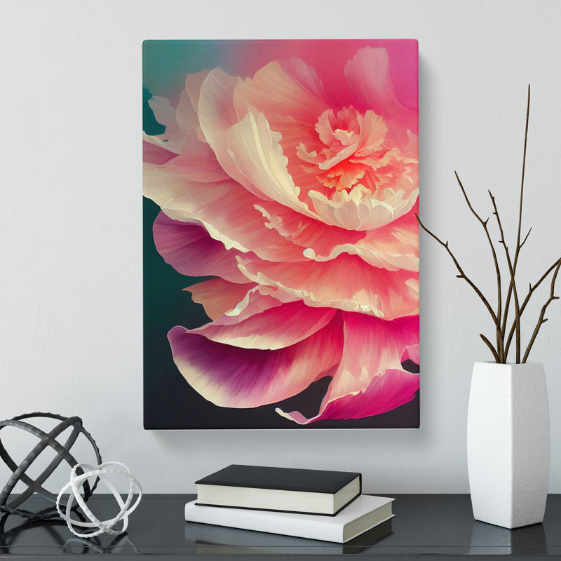 Generre Peony Flower - Wrapped Canvas Print, 50cm H x 35cm W x 3cm D