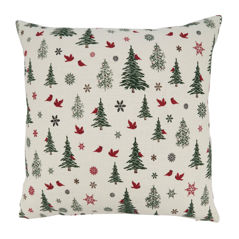 Evergreen Christmas Trees Cotton Throw Pillow