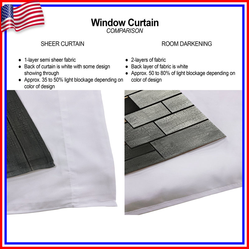 Geometric Rectangles Puzzle Window Curtains Rectangles Sheer & Room Darkening - 2 Panels, 20in x 80in - 2 panels