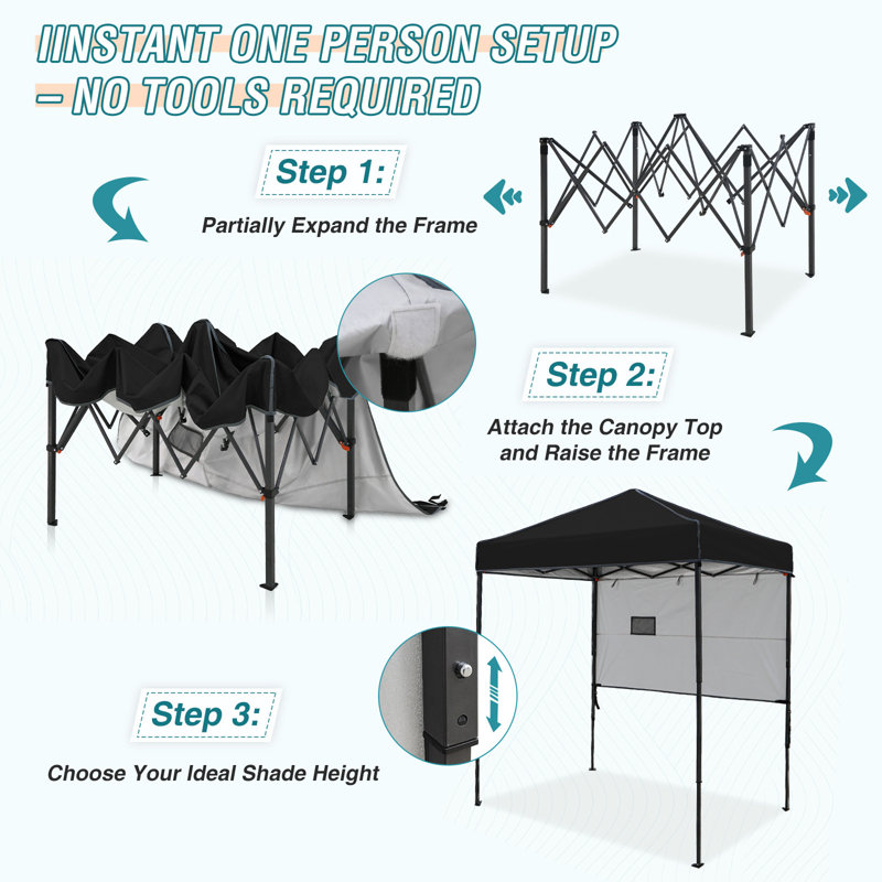 Eagle Peak 6x4 Black and Gray Adjustable Outdoor Canopy Tent