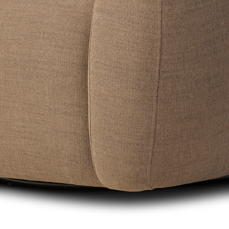 Channing Swivel Barrel Chair, Brown Polyester Blend