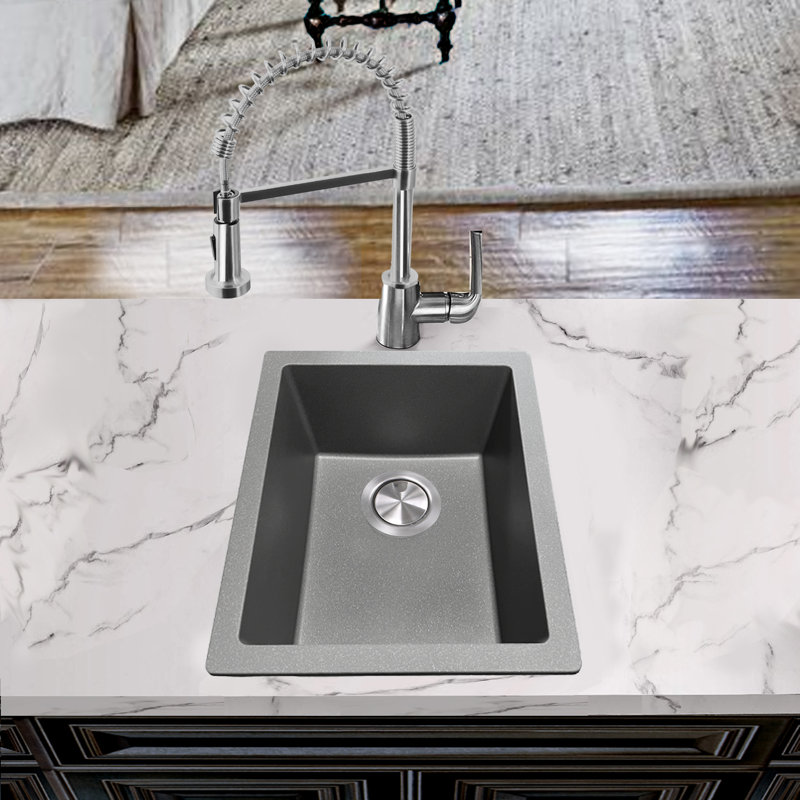 15'' L Single Basin Kitchen Sink, Titanium