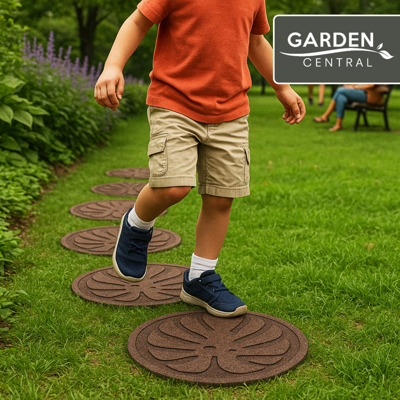  4 Pack 18" x 18" Tropical Leaf Decorative Stepping Stones, Brown