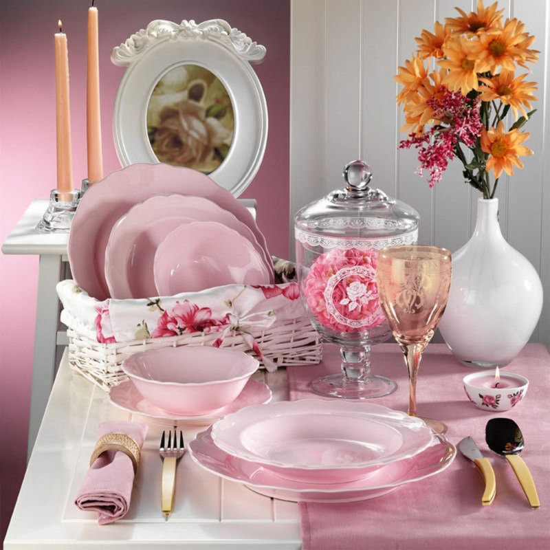 Service de table 24 pièces, service pour 6 Corry, Rose