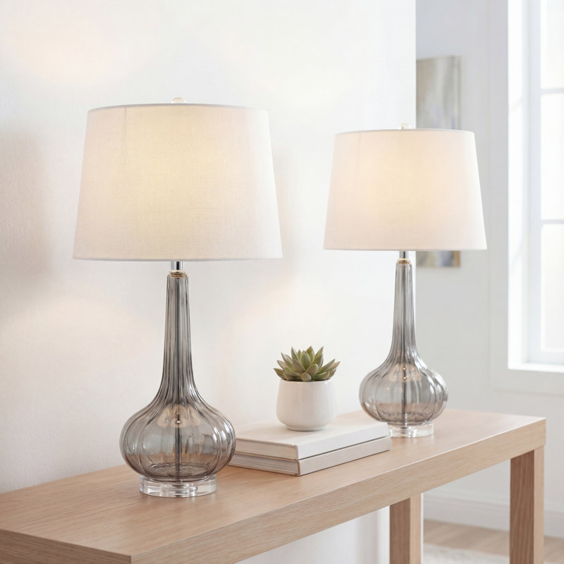 Musselman Glass Table Lamp, Smoke Gray