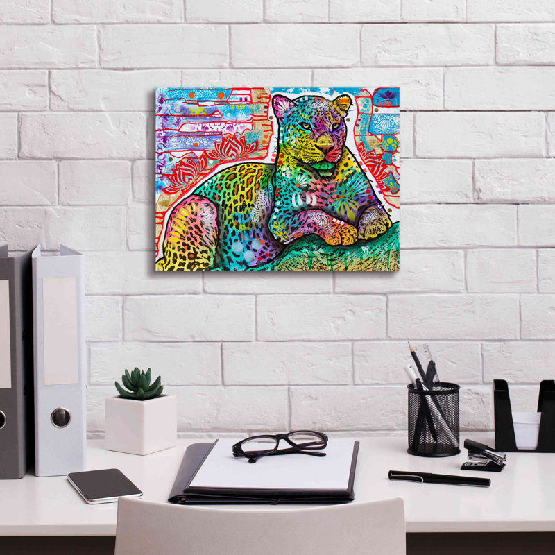 «Electric Leopard» par Dean Russo, art mural sur toile, H 12 po x l 16 po x P 0,75 po