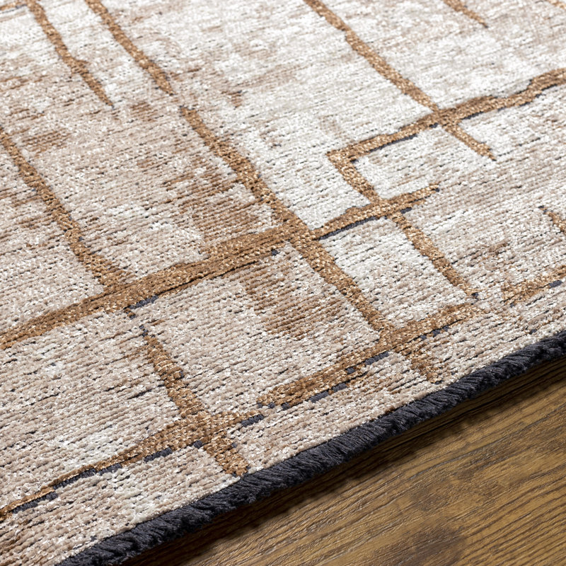 Tapis abstrait tissé à la machine, Rectangle 6 pi 3 po x 9 pi
