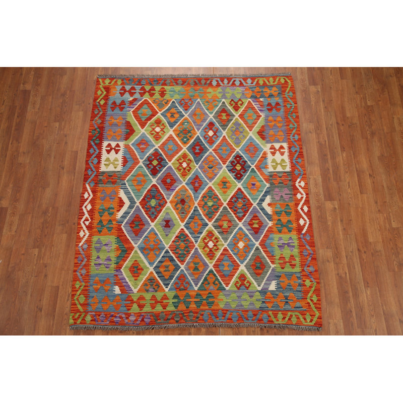 Tapis oriental coloré Kilim 5 x 6
