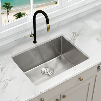Évier de cuisine en acier inoxydable à simple cuve à extension étroite KBFmore, 2 pièces Gadgets