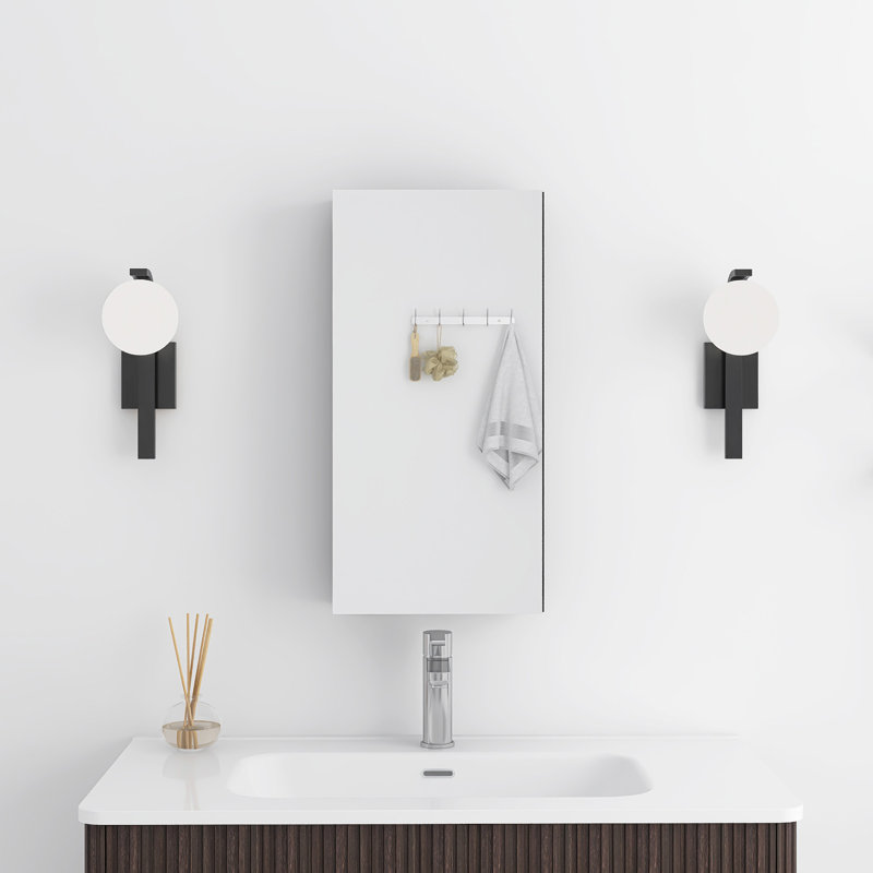 Rectangular Medicine Cabinet With Mirror, Matte Black, 24" H x 12" W x 4.63" D