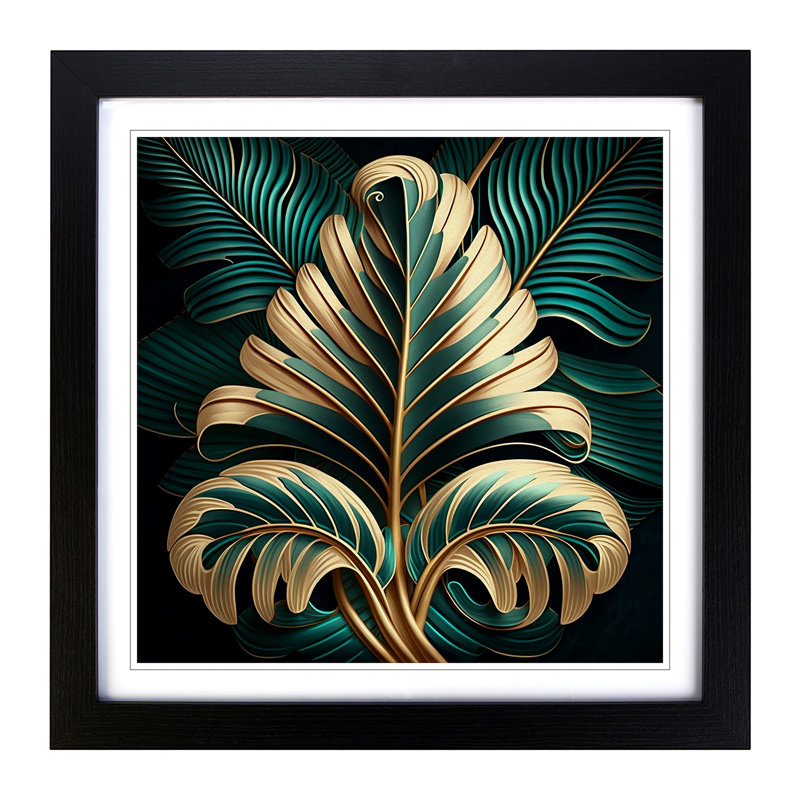 Palm Nouveau - Framed Print, Black