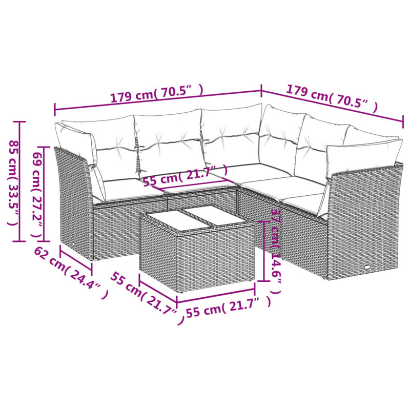 Vidaxl Garden Sofa Set Black, Cream White