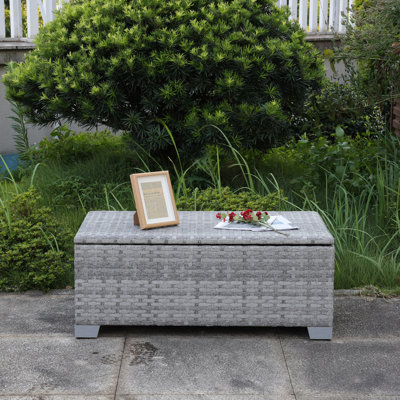 Outdoor Table with Storage Patio Table Wicker Coffee Table All-Weather Side Table Waterproof Cover