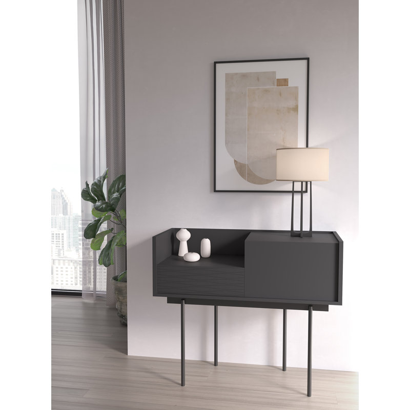 Gad 98cm Console Table, Graphite, Graphite, 84cm x 98cm x 42cm