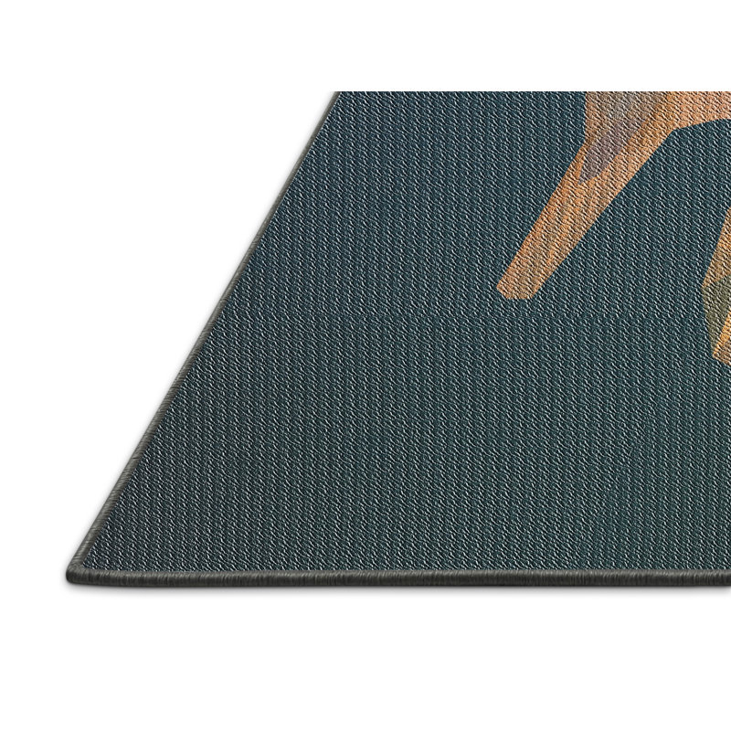 Tapis bleu marine/brun électrique métier, Rectangle 5 pi x 7 pi