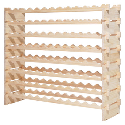 Casier à vin modulaire empilable pour 96 bouteilles, porte-bouteilles à 8 niveaux, en bois massif, autoportant, idéal pour les bouteilles de pinot noir, la cave et le bar, fini naturel, conçu pour la cuisine.