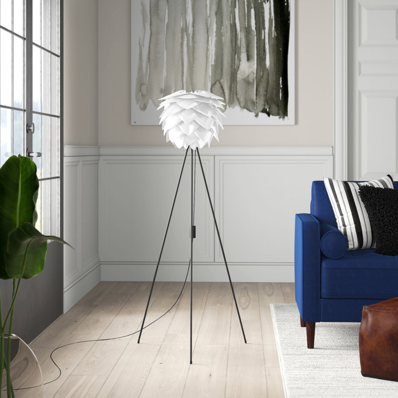 52.4'' Tripod Floor Lamp, Black, White