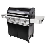 Saber Cast Black 4-Burner Propane Gas and Charcoal Grill