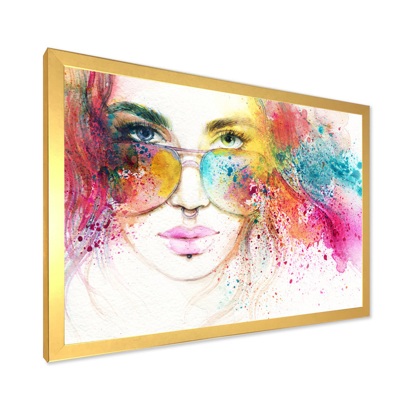 «Fashion Model With Vivid Make Up VI», reproduction sur toile, H 16 po x l 32 po, Cadre doré