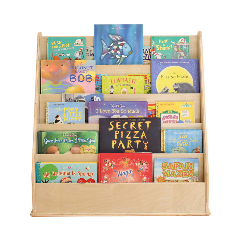 Natural Birch 5-Shelf Kids Book Display Stand