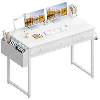 Trishika 40 Inch Writing Desk Rectangle Computer Desk With Drawers