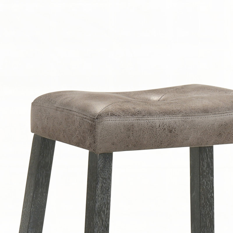 Rustic Backless Counter Stool with Nailhead Trim, Gray