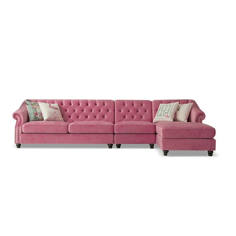 Canapé modulaire 3 pièces rembourré, H 33,46 po x l 133,46 po x P 64,96 po, Orienté à droite