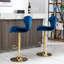 Deux tabourets de bar, repose-pieds et base, pivotant et réglable en hauteur par levage mécanique, velours et pattes dorées de 2 pour un changement de style-1941960073