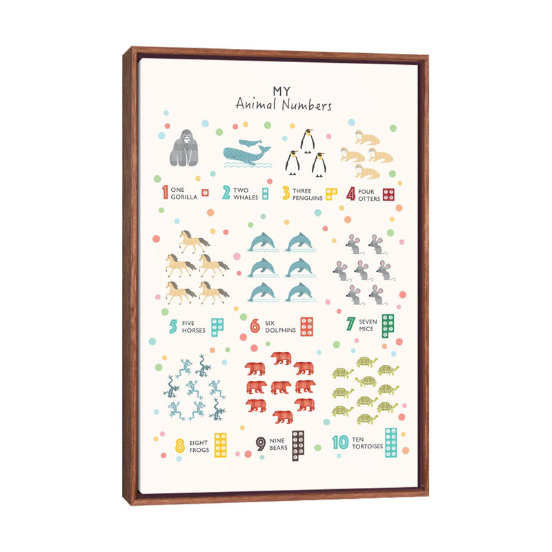 Nombre d'animaux - impression, H 40 po x l 26 po x P 1,5 po, Toile avec cadre brun, Pas de tapis