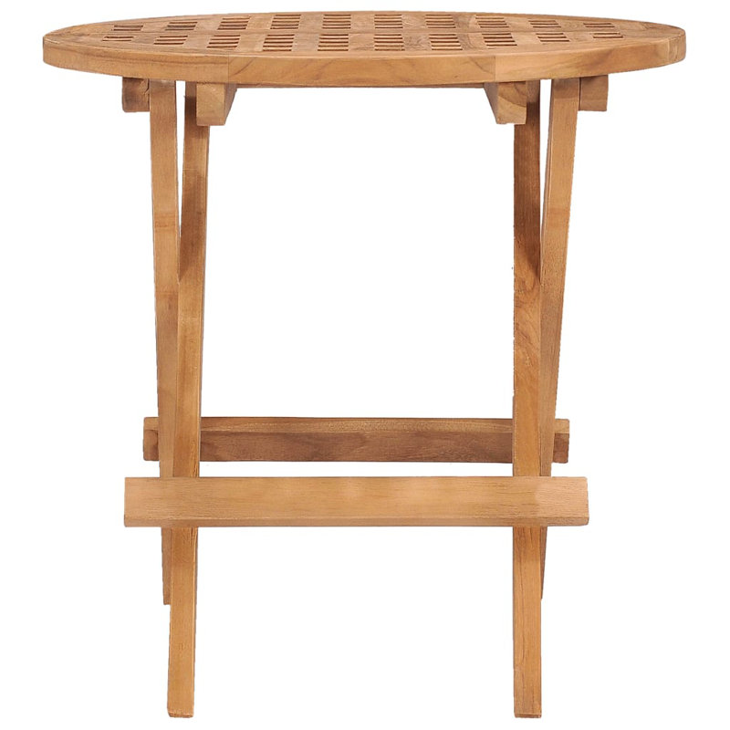 Table de patio pliante en bois de teck massif de 19,7 po x 19,7 po x 19,7 po Millwood Pines, Round