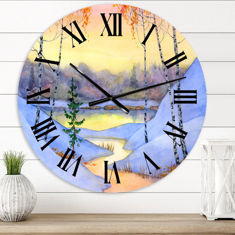 Horloge murale Stream In The Winter Forest II - Lake House, Petit