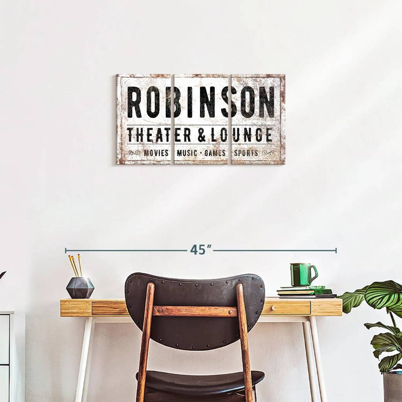 «Robinson Theatre Typographie», reproduction d'art sur toile, H 15 po x l 32 po x P 1,25 po