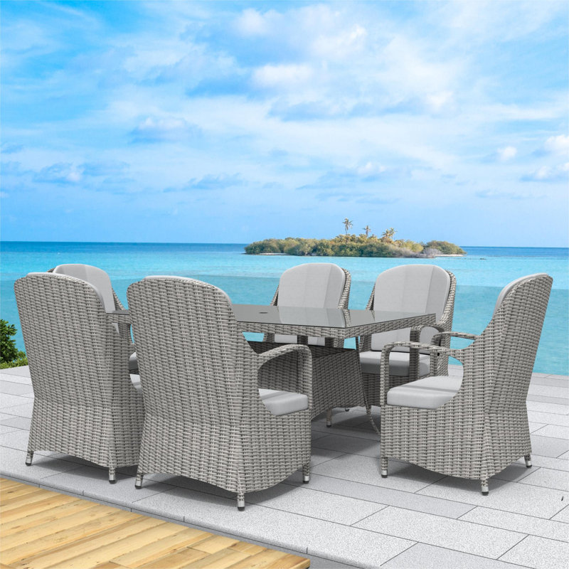 Ensemble repas d'extérieur rectangulaire L 62,99 po pour 6 personnes Dustyn