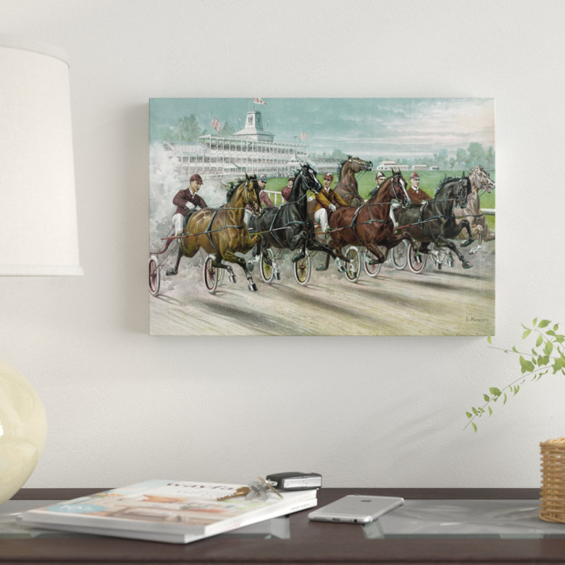 " A Dash For The Pole " by Currier And Ives, 11" H x 16" W x 1.5" D