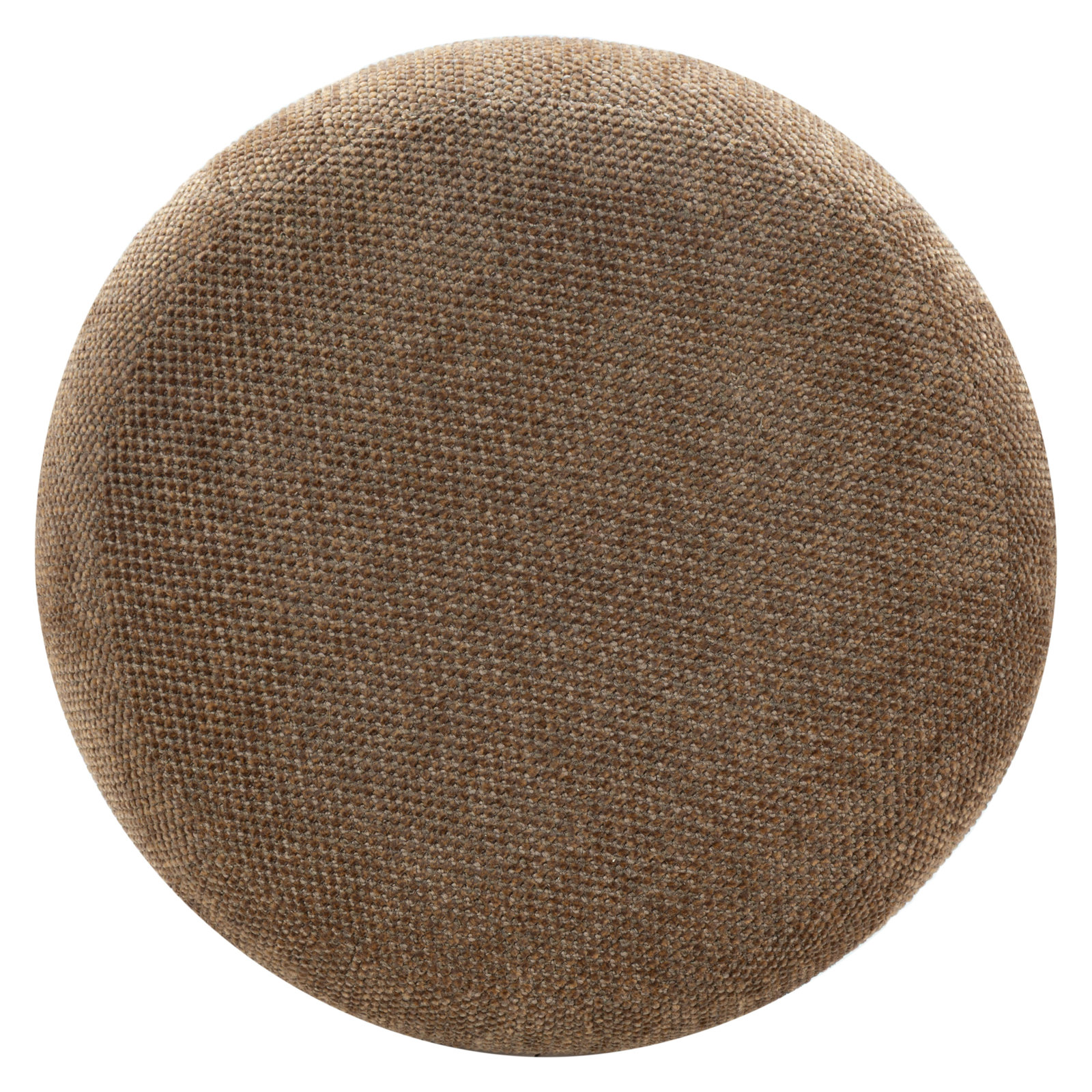 Dalisha 17" Velvet Round Ottoman, Walnut, Dark Brown Chenille