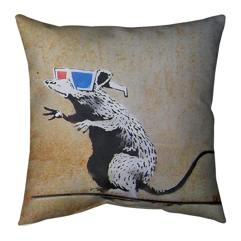 Rat 3D Glasses Pillow, 26" x 26", Poly Twill