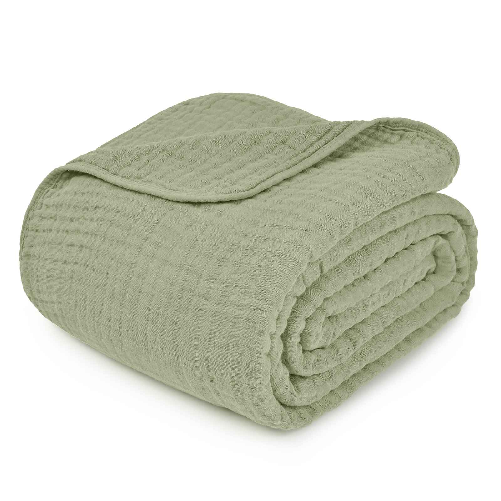 Karlina Cotton Muslin Throw Blanket, Twin, Sage
