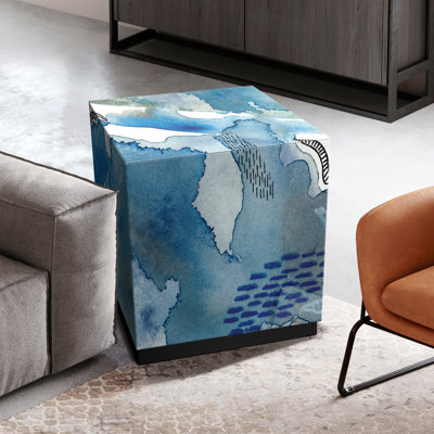 Subtle Blues Beveled Art Glass Lamp Table by Empire Art Direct