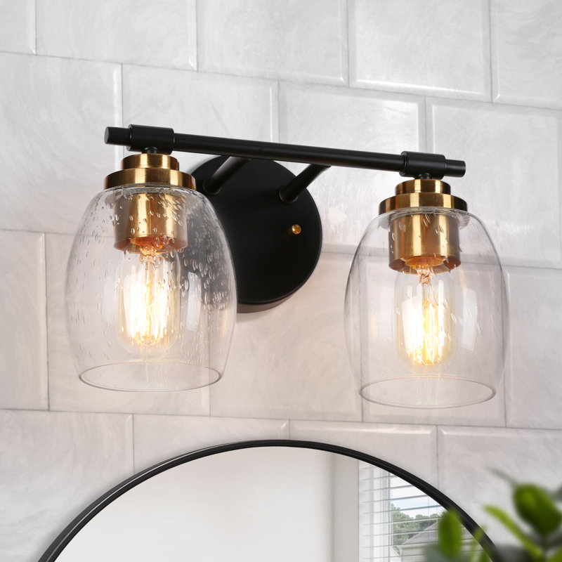 Éclairage de salle de bain 2 lumières à intensité variable avec abat-jour cloche