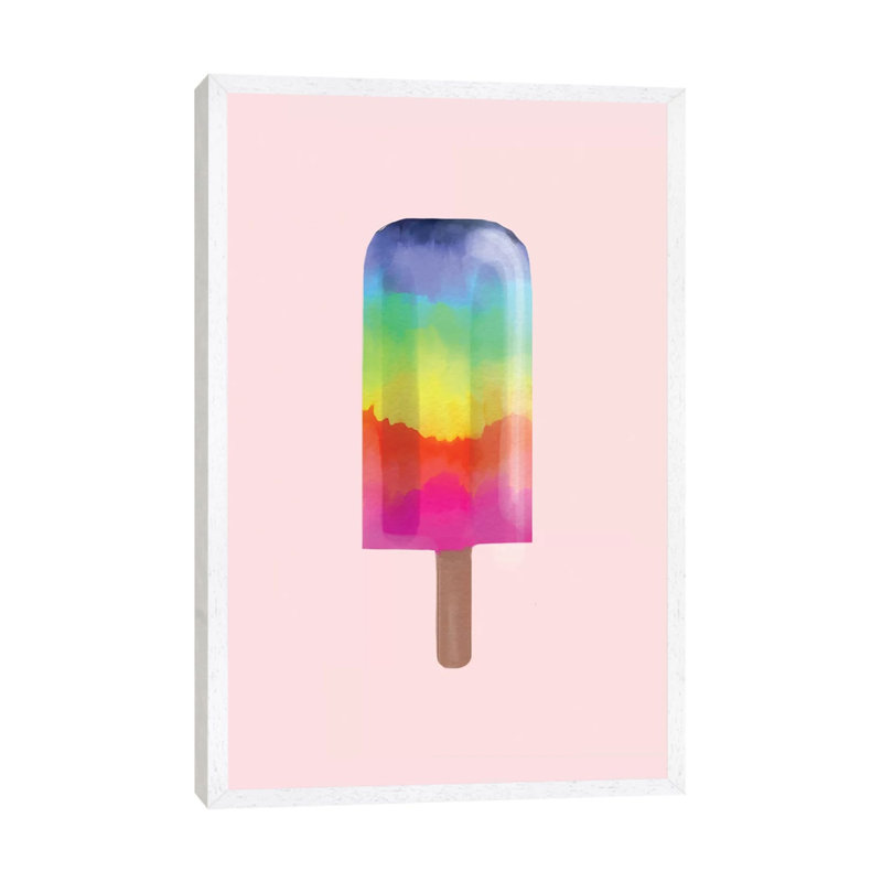 Rainbow Popsicle by Emanuela Carratoni - Print on Canvas, 101.6 cm H x 66.04 cm W, White Framed Canvas