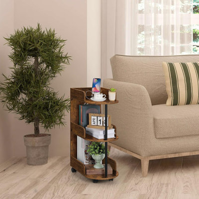 Slim Nightstand With Built-In Charging Station, USB Type-C Ports, AC Outlets, Rolling Wheels, And Anti-Tip Design For Bedroom Or Living Room