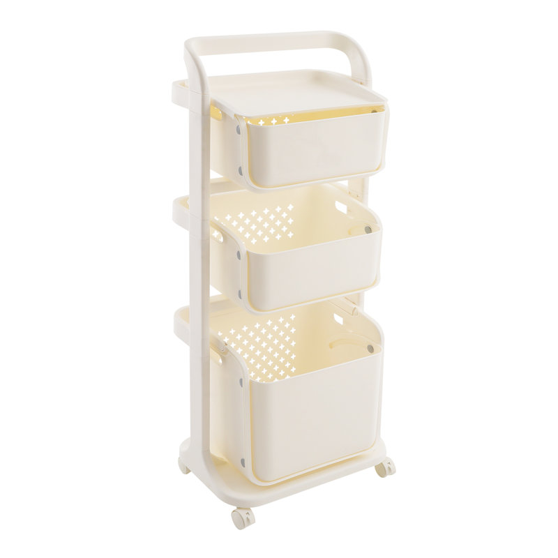 Panier à linge à 3 niveaux, chariot à linge à roulettes, H 42,13 po x l 17,72 po x P 12,99 po