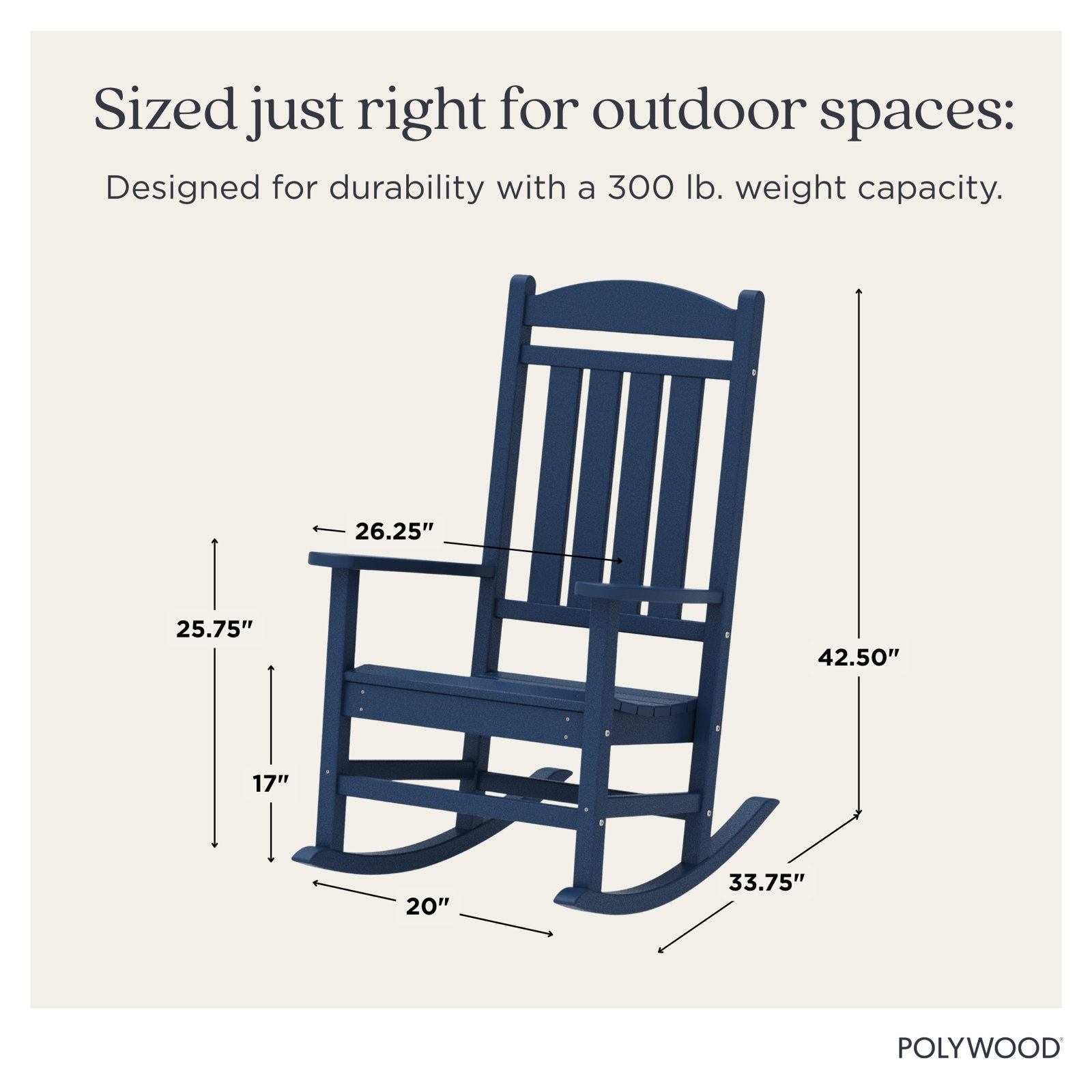POLYWOOD® Rocker Patio Rocking Chair, Navy