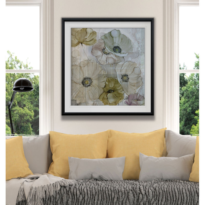 Coquelicots iridescents - reproduction d'art, H 23 po x l 23 po x P 1,5 po, Cadre noir