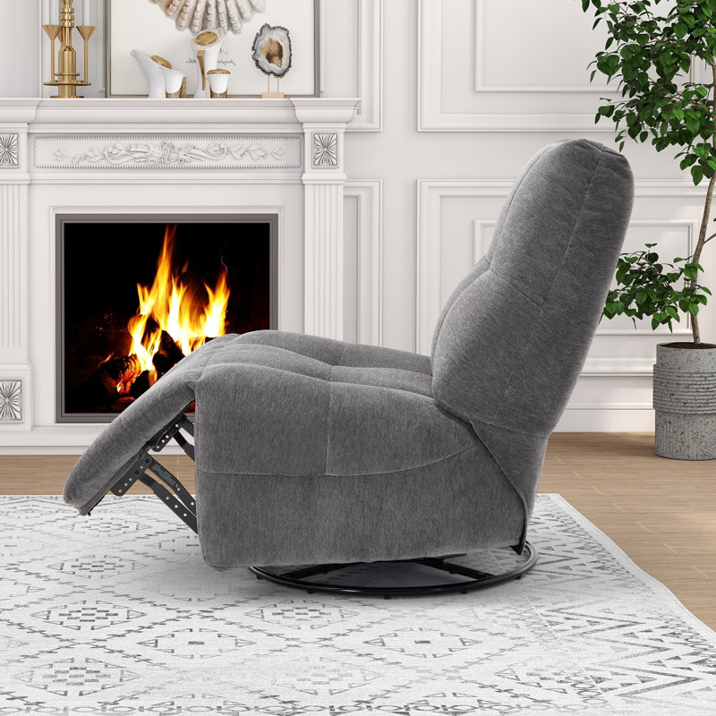  Fauteuil inclinable électrique oscillant pivotant en tissu souple de 32,3 po de largeur avec deux ports de charge, Gris